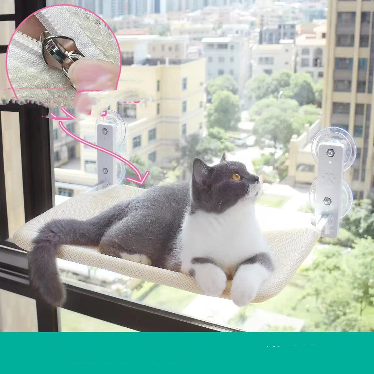 Window cat hammock with suction cups
